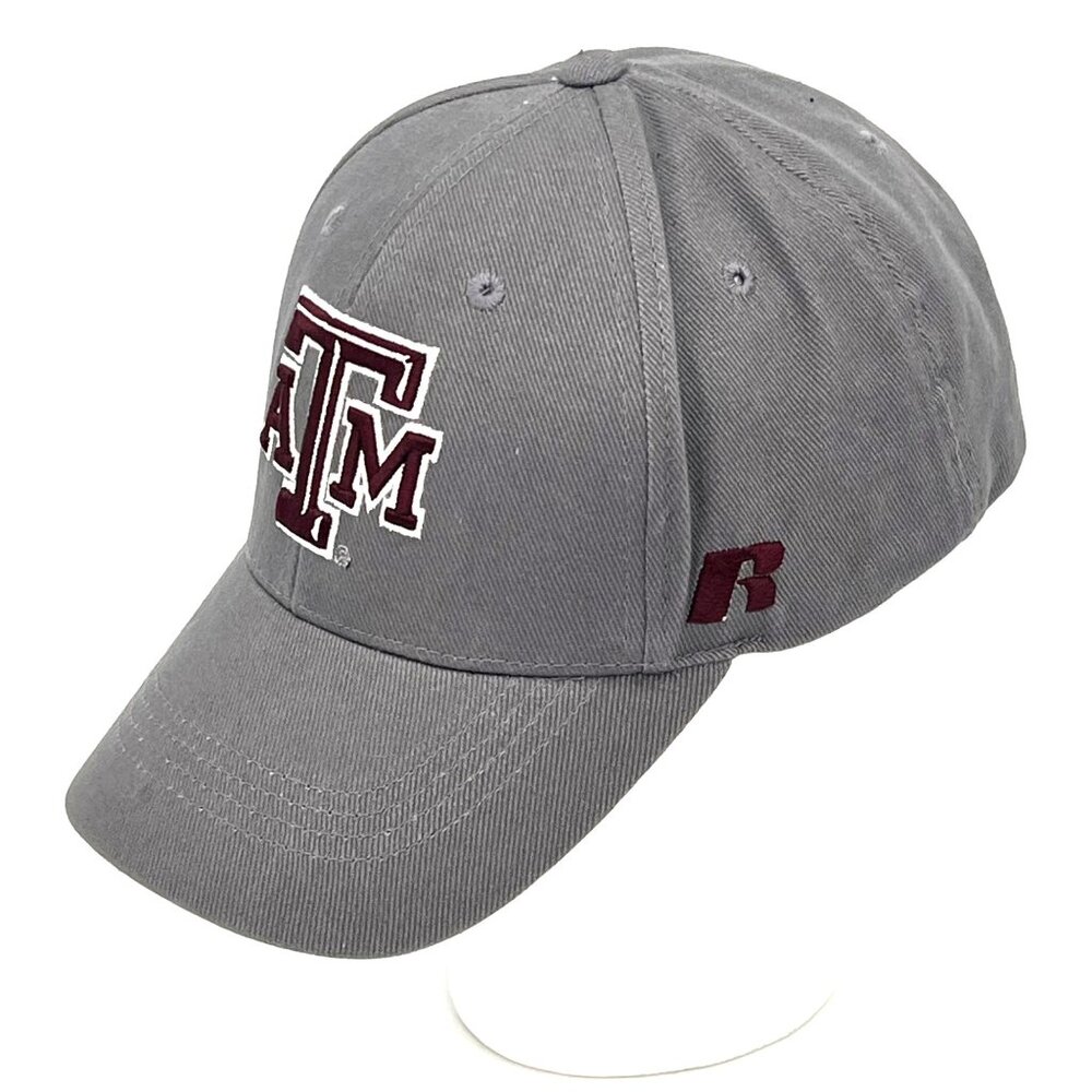 Texas A&M Aggies Embroidered Gray Baseball Cap By Russell Adjustable Strap OSFM - Picture 3 of 16